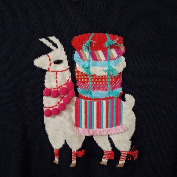 NWT Womens Talbots Dark Navy Blue Llama-Embellished Crewneck Sweater Sz L - Picture 8 of 12